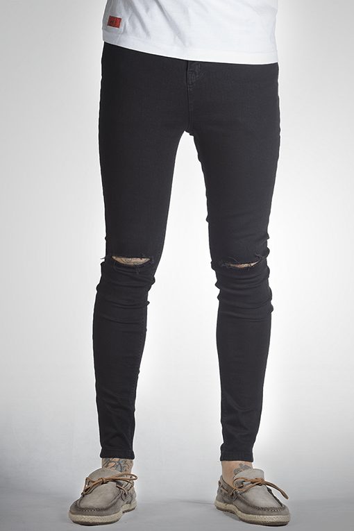super skinny black ripped jeans mens