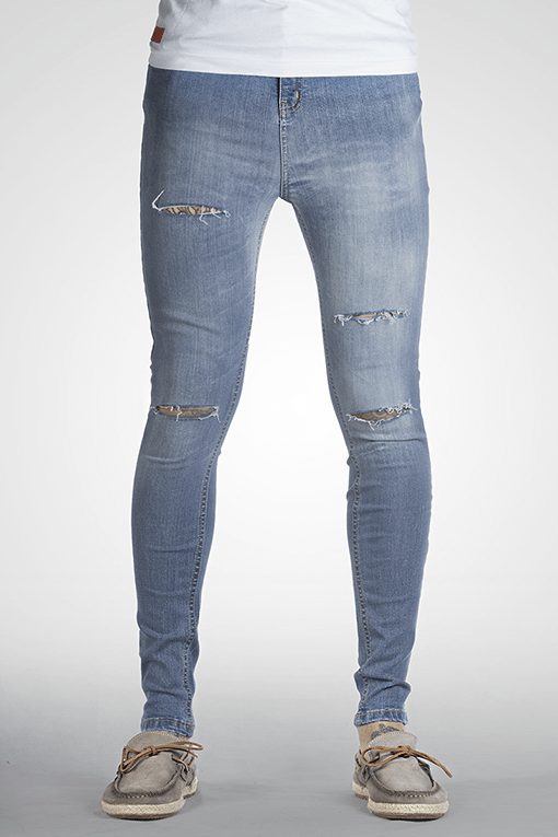 blue ripped super skinny jeans